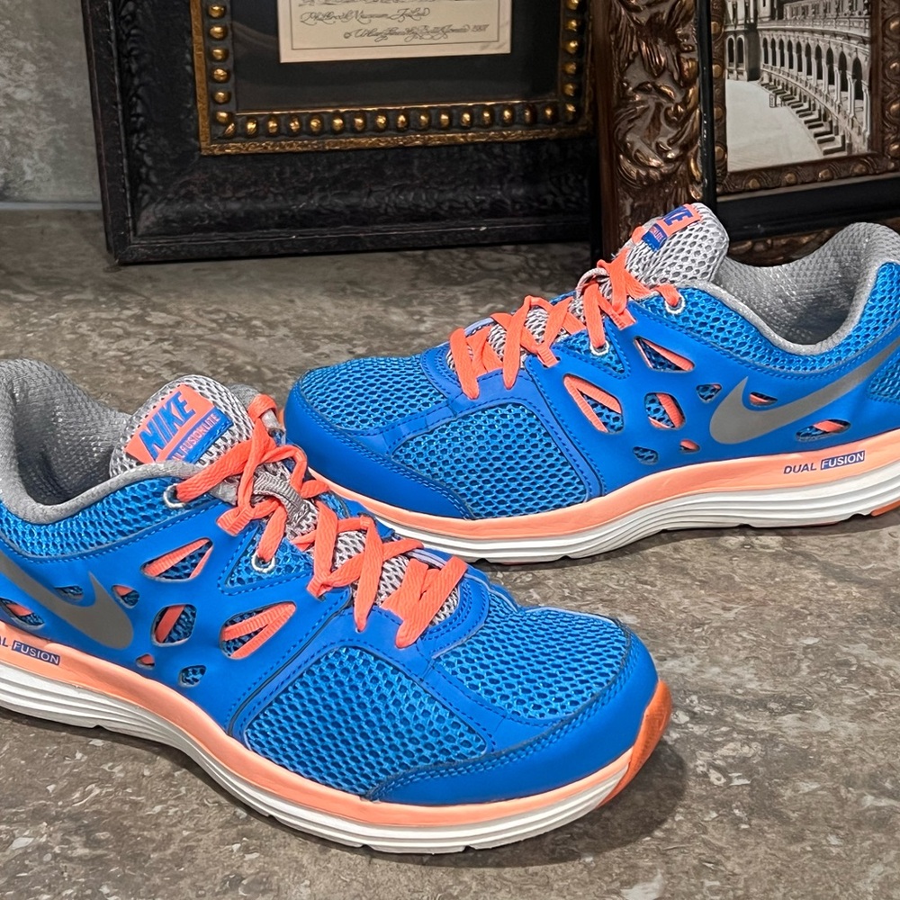 Nike Dual Fusion Blue and Orange Sneakers